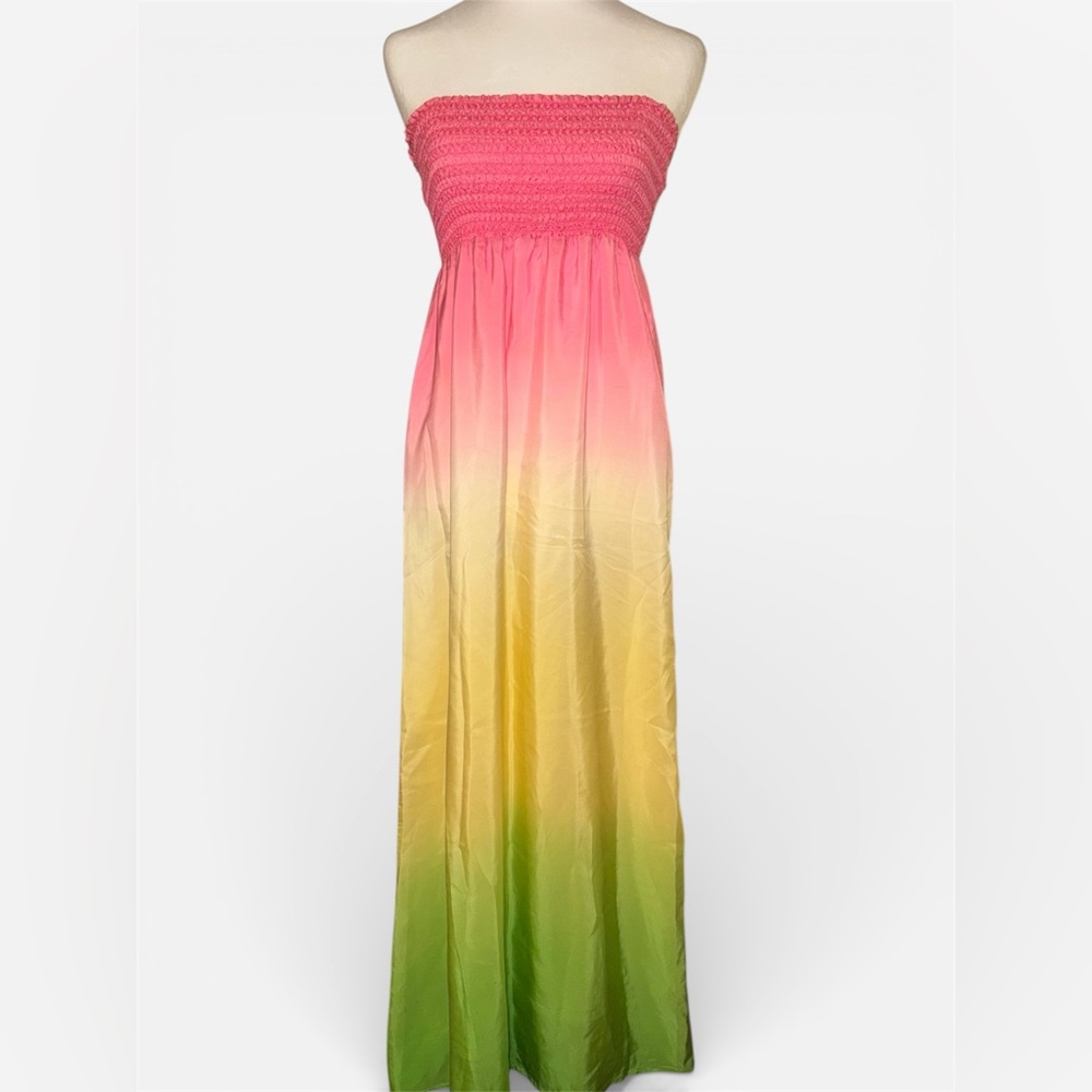 Lilly Pulitzer Carrie Hottie Dip Dye Pink Silk Maxi Dress